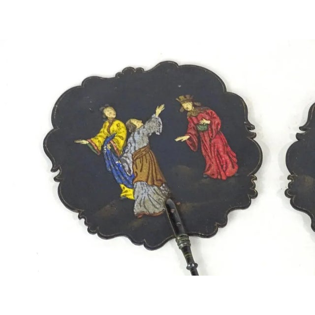 Paper Late 18th Early 19th Century Asian Chinese Paper Papier Mache Fans - a Pair For Sale - Image 7 of 8