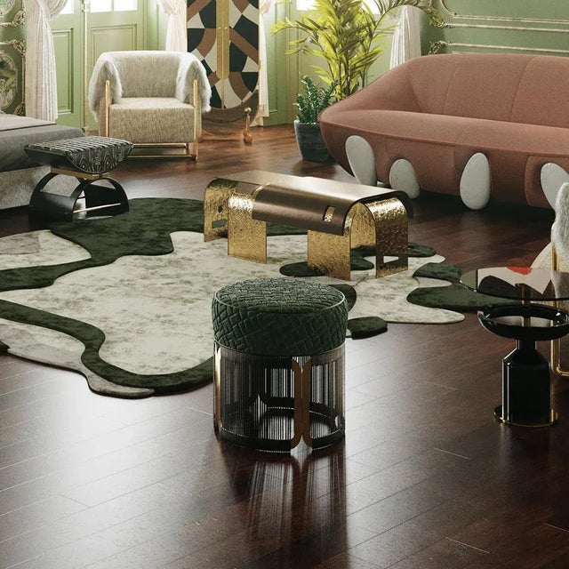 Mid-Century Modern Manu Stool in Khaki and White by HOMMÉS Studio For Sale - Image 3 of 5