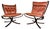 Vintage Leather Lowback and Highback Falcon Chairs by Sigurd Resell, Set of 2 For Sale