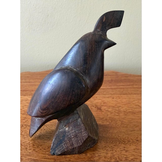 Midcentury Hard-Carved Wooden California Quail For Sale - Image 4 of 7