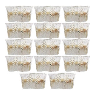 Set of Fourteen Sconces With Clear Murano Glass Leaves by Maria Maggi Italy 1990's For Sale