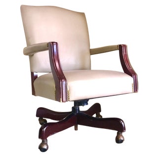 Paoli Industries Leather Studded Executive Armchair For Sale