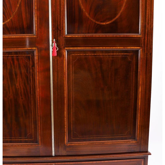 Antique English George III Revival Flame Mahogany Wardrobe, 1880 For Sale - Image 8 of 18
