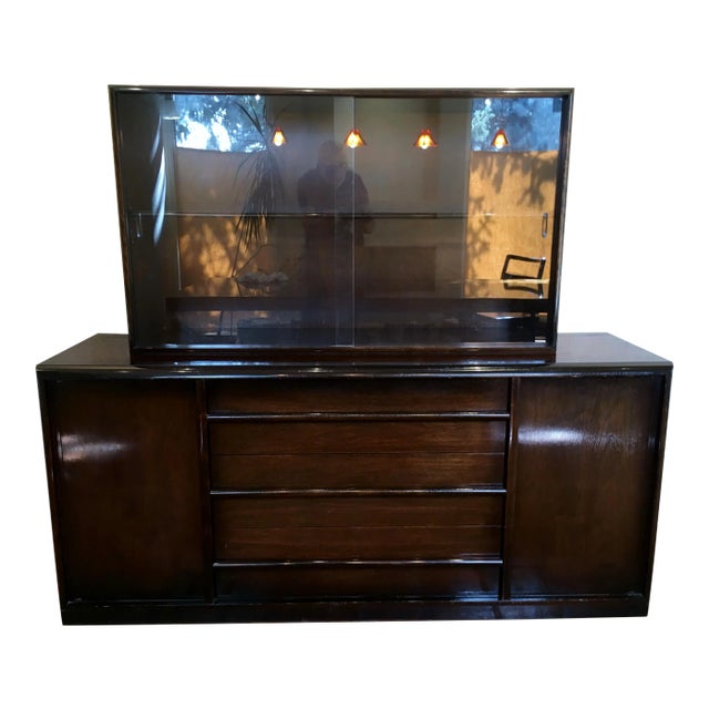 1950s t.h. Robsjohn Gibbings for Widdicomb Sideboard Credenza China Cabinet For Sale