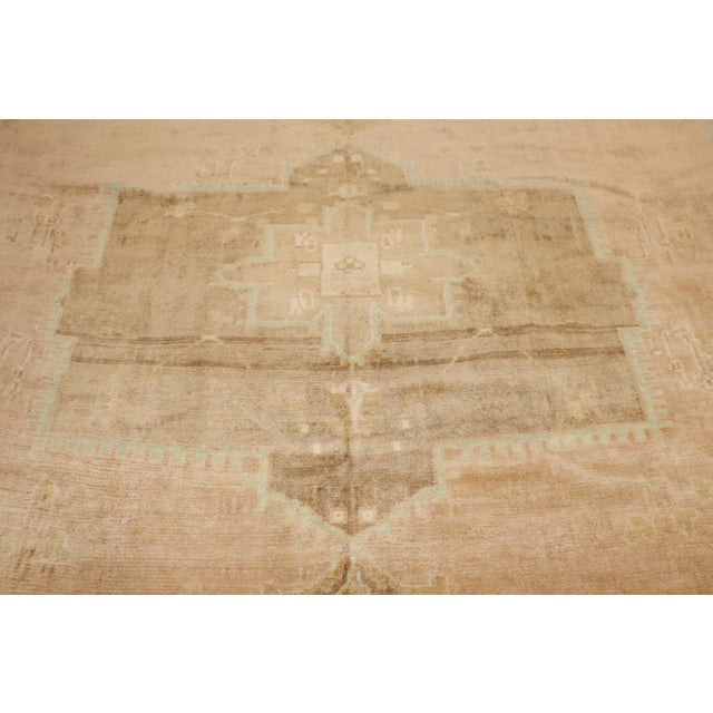 Brown Vintage Geometric Turkish Room Size Rug - 10'5" x 12'3" For Sale - Image 8 of 9
