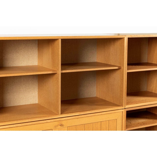 Danish Modern Oak Modular Wall Unit, Mid Century Bookcase Display Cabinet For Sale - Image 11 of 18