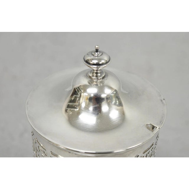 Metal Antique Mappin & Webb Victorian Silver Plated Reticulated Covered Jelly Jar For Sale - Image 7 of 15