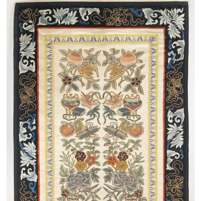 We are selling this nice decorative Chinese embroidery. This embroidered panel features two Chinese silk robe sleeve...