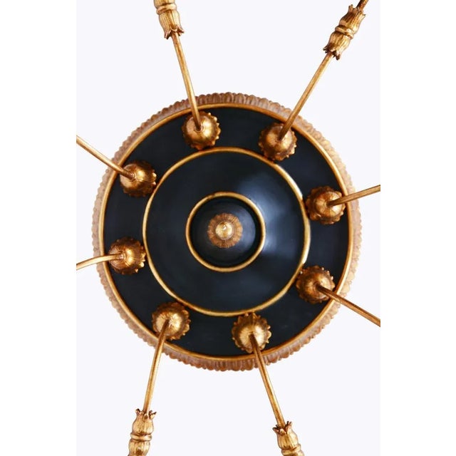 Empire Chandelier in Carved Pear, Steel & Gold Leaves, Austria, 1800s For Sale - Image 4 of 13