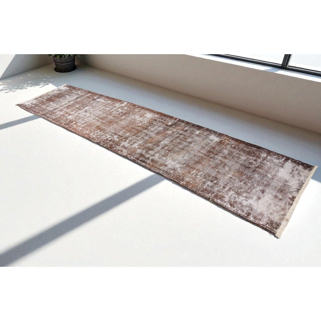 Turkish Brown Vintage Hallway Runner For Sale - Image 3 of 10