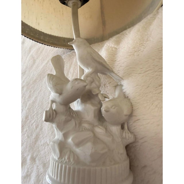 Vintage Blanc De Chine Porcelain Figural Bird Table Lamp With Shade For Sale - Image 11 of 12