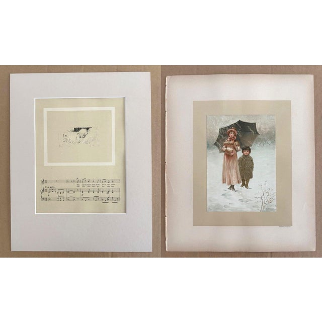 Late 19th Century Antique Matted January Lullaby Print w/William Ladd Taylor Chromo on back, EUC For Sale - Image 5 of 5