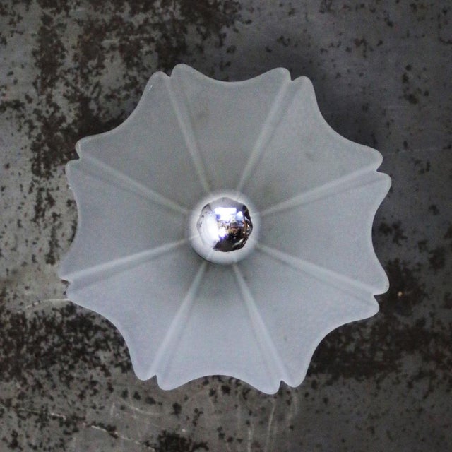 Frosted Glass, Cast Iron and Brass Wall Sconce For Sale - Image 6 of 7