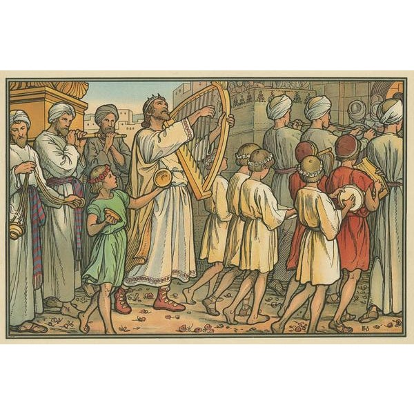 Philipp Schumacher, Religious Illustration of David Dancing Before the Ark, 1913, Print For Sale - Image 4 of 5