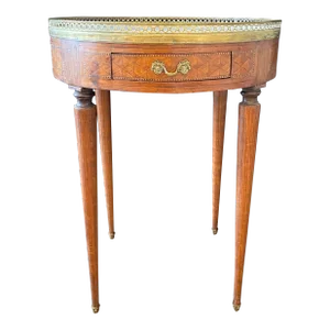 19th Century French Round Carrera Marble Top Side Bouillotte Table