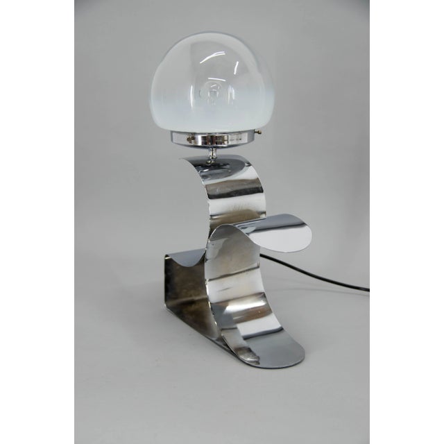Metal Table Lamp with Murano Glass Shade, 1980s For Sale - Image 7 of 11
