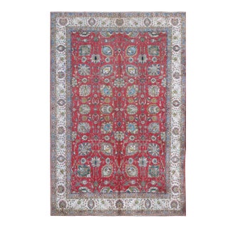 Large Vintage Tabriz Rug With All-Over Motif Design in Reds and Ivory 11'2 X 17 For Sale
