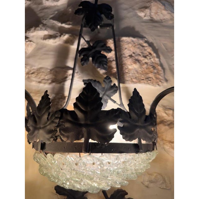 Venetian Wrought Iron and Murano Glass Grape-Cluster Wall Sconces, Italy, 1940s, Set of 2 For Sale - Image 9 of 11