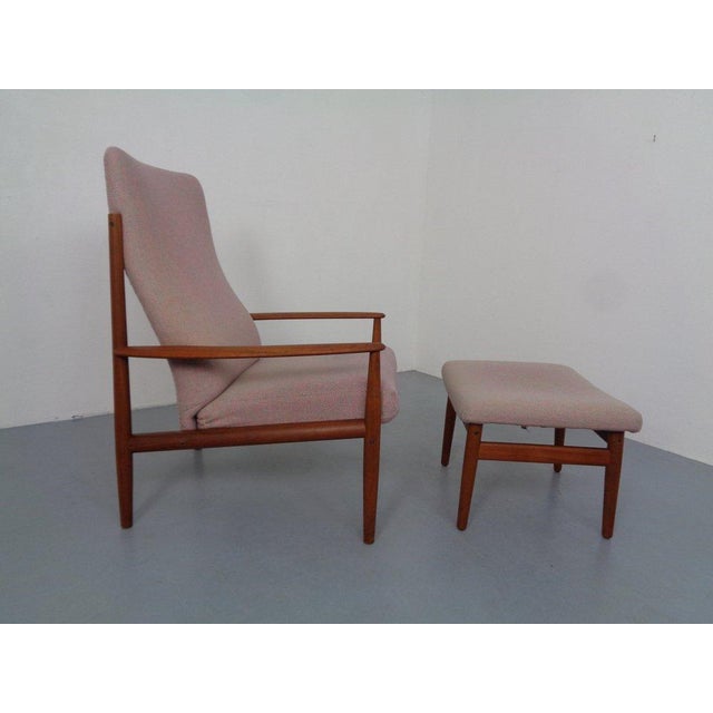 Mid-Century Modern Set of Teak High-Back Chair and Ottoman by Grete Jalk for France & Son, Denmark, 1960s For Sale - Image 3 of 18