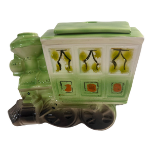 1950s Maurice of California Green & White Ceramic Train Cookie Jar
