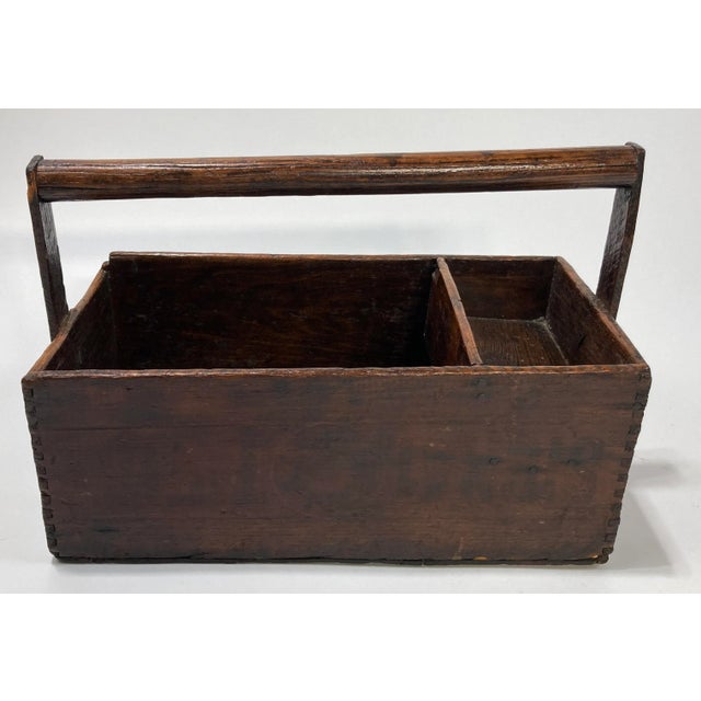 Early 20th Century Antique Handmade Primitive Wood Tool Box For Sale - Image 5 of 7