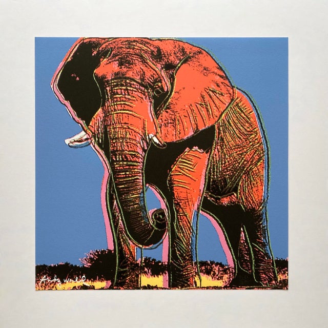 Andy Warhol Andy Warhol Vintage 1986 Limited Edition Endangered Species Large Fine Art Lithograph Print " African Elephant " 1983 For Sale - Image 4 of 14