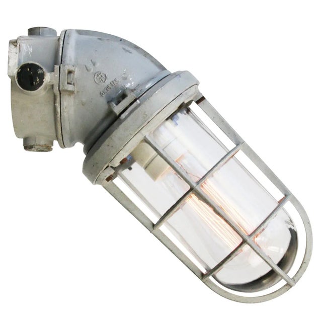 Industrial Vintage Industrial Clear Glass Wall Lamp from Industria Rotterdam For Sale - Image 3 of 6