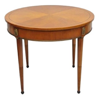 Late 20th Century John Scalia French Empire Style Round Cherry Wood Bouillotte Lamp Side Table For Sale