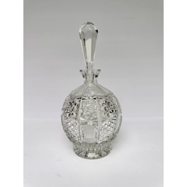 Transparent Crystal Round Cut Glass Decanter For Sale - Image 8 of 8