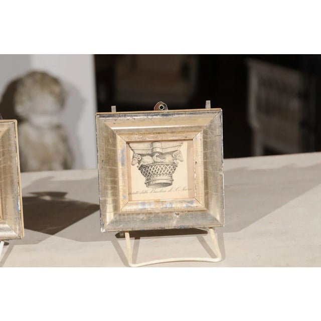 Mid 19th Century Italian 19th Century Engravings Depicting Capitals in Silver Frames - A Pair For Sale - Image 5 of 12