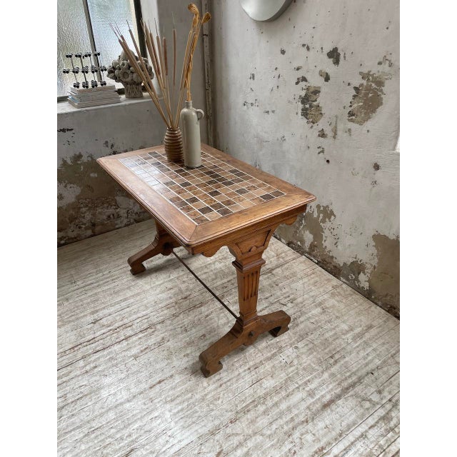 Walnut and Tiled Bistro Table, 1890 For Sale - Image 11 of 18