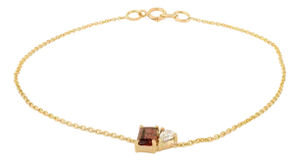 14k Gold Baguette Cut Garnet Birthstone Bracelet for Her