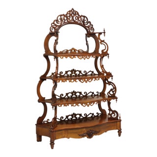 Antique Circa 1850 Victorian Rococo Revival Rosewood Etagere Attributed to J & J W Meeks For Sale