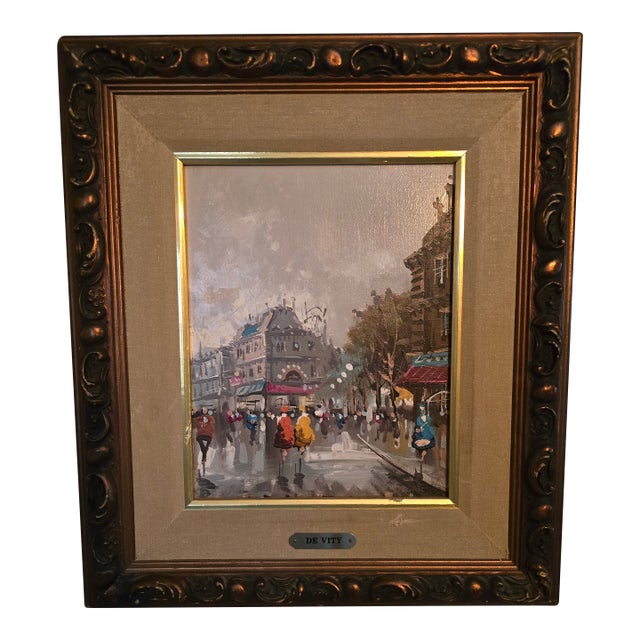 Vintage Mid Century Modern Leon Cortes Style Painting For Sale