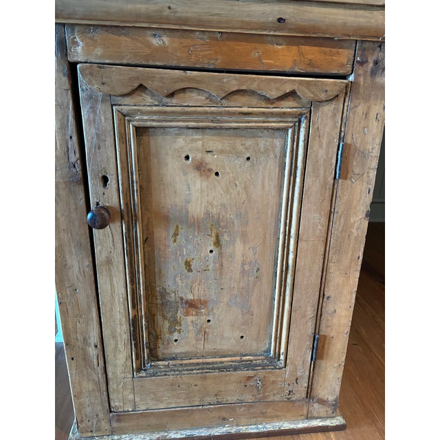 Wood 19th Century Primitive French Pine Hanging Cabinet, Original Painted Interior For Sale - Image 7 of 16