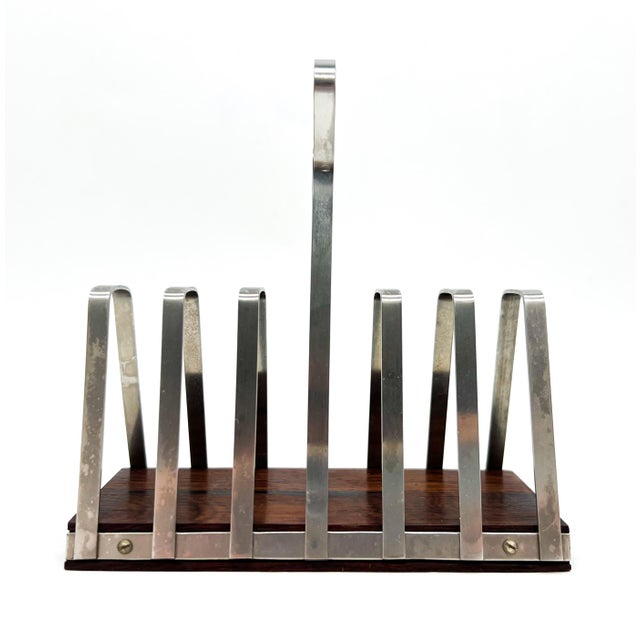 1960s Danish Lundtofte Stainless Steel & Rosewood Toast Rack – Scandinavian Modern / Mid-Century For Sale In Houston - Image 6 of 9