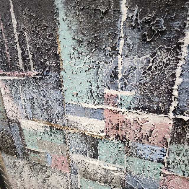 Vintage Post-Modern Textured Abstract Paintings by Lee Reynolds - Pair For Sale - Image 4 of 9
