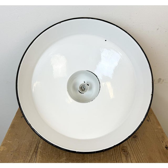 Industrial Black Enamel Factory Pendant Lamp, 1960s For Sale - Image 15 of 16