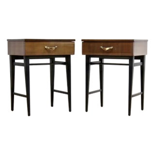 1960s Pair English Walnut Nightstands by Meredew Furniture For Sale