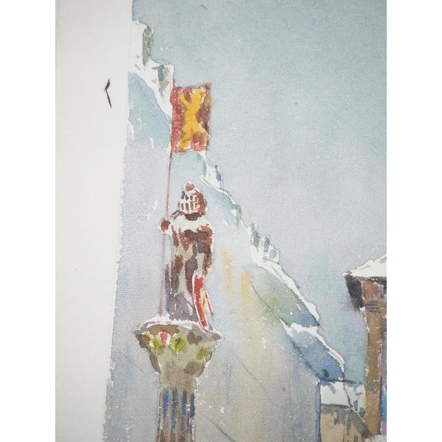 René Leverd, Switzerland, Clock Tower in Bern, Watercolor For Sale - Image 3 of 7