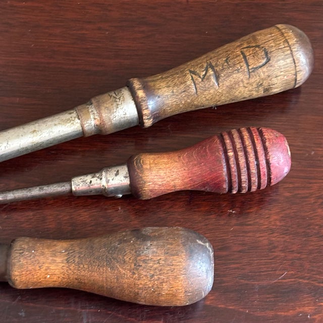 Wood Vintage Wood-Handled Screwdrivers — Set of Three For Sale - Image 7 of 13