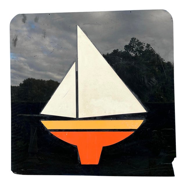 Large Vintage Sailboat Sign Double-Sided For Sale
