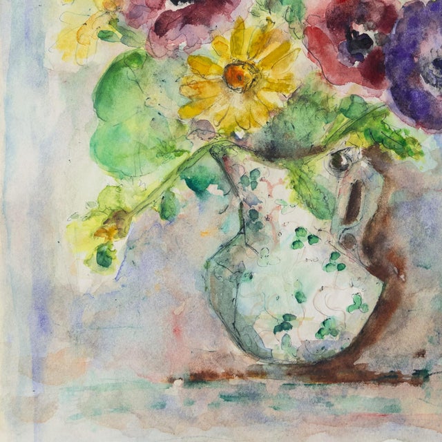 Mid-Century Modern 'Posy in a Pitcher' by Pauline Polk, Mid-Century California Modernist Still Life, Los Angeles For Sale - Image 3 of 9