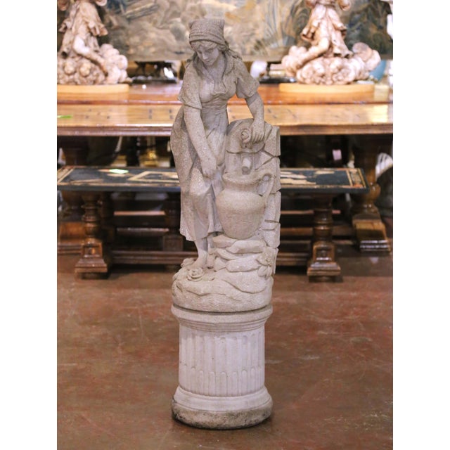 Decorate a garden, patio, or poolside setting with this charming cast stone fountain figure composition. Crafted in France...