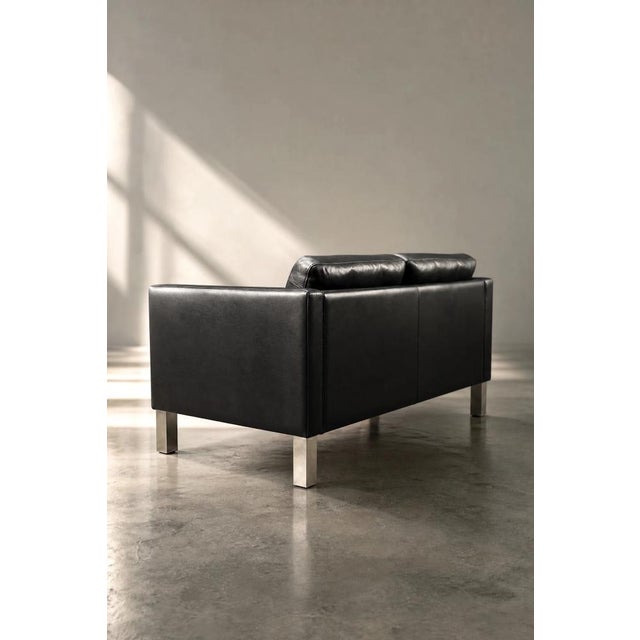 Mid-Century Danish Modern Two-Seater Black Leather Sofa, 1970s For Sale - Image 18 of 18