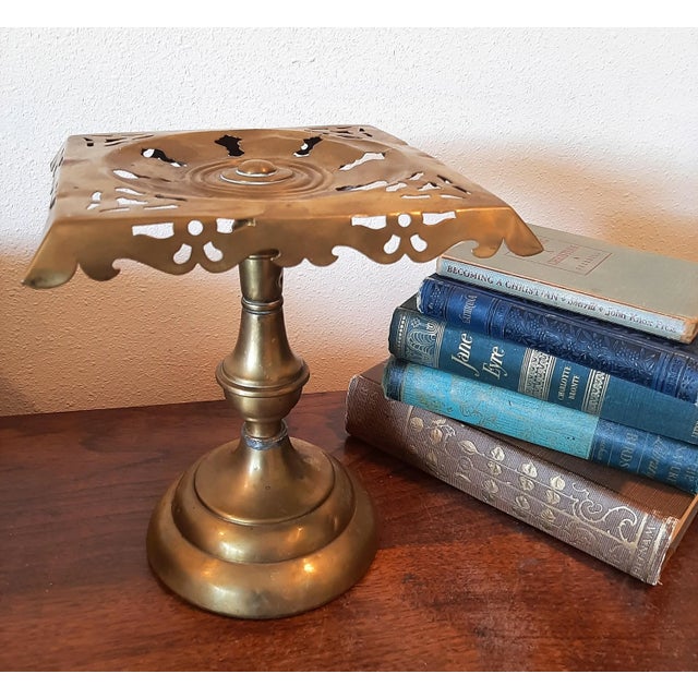 Traditional Vintage Pierced Brass Stand For Sale - Image 3 of 11
