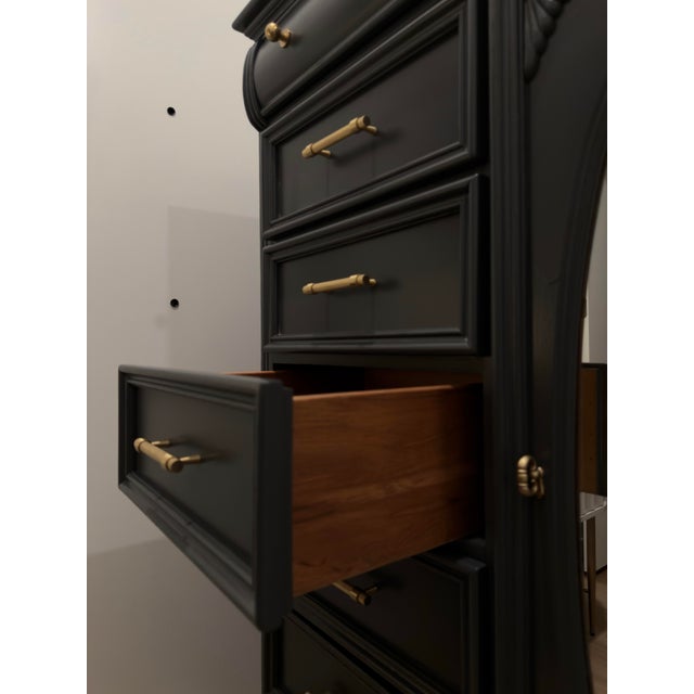 Lexington Furniture Late 20th Century Lexington Furniture Mansion Collection Vintage Armoire — Restored in Benjamin Moore Wrought Iron For Sale - Image 4 of 10
