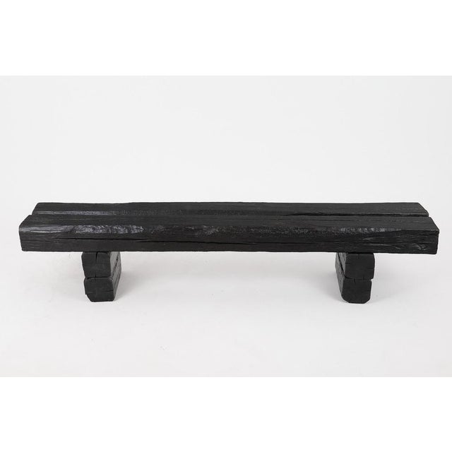 Contemporary Reclaimed Charred Oak Beams 79-Inch Bench by Logniture For Sale - Image 3 of 18