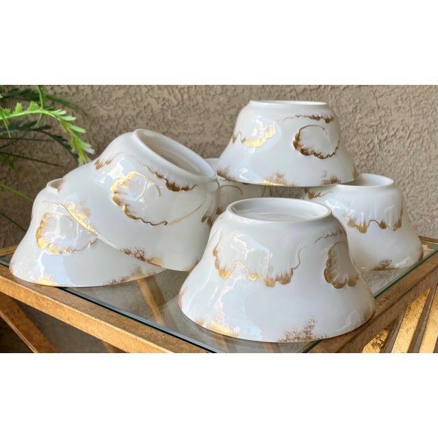 Alabaster Circa 1900/1903 Theo Haviland Art Nouveau-Style Limoges Gold Gilt on Fine Porcelain China Berry Bowls - Set of 6 For Sale - Image 8 of 18