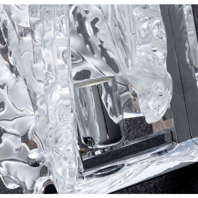 Pair of Lalique Crystal and Chrome "Champs Elysees" Wall Sconces For Sale - Image 15 of 15
